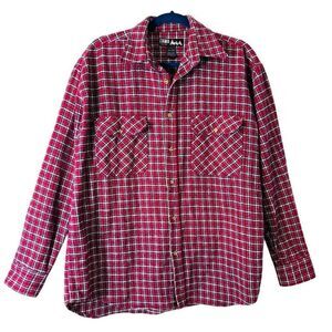 WFS Element Gear Men’s L red windowpane plaid cotton shirt jacket Shacket two bu